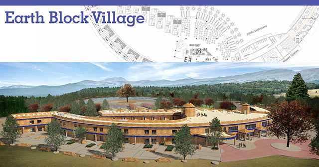 Compressed Earth Block Village Overview Image, Earth Block Construction, eco-living, green living, earth block architecture, earth brick building, earth brick construction, Earthbrick Village, Earth Brick Village